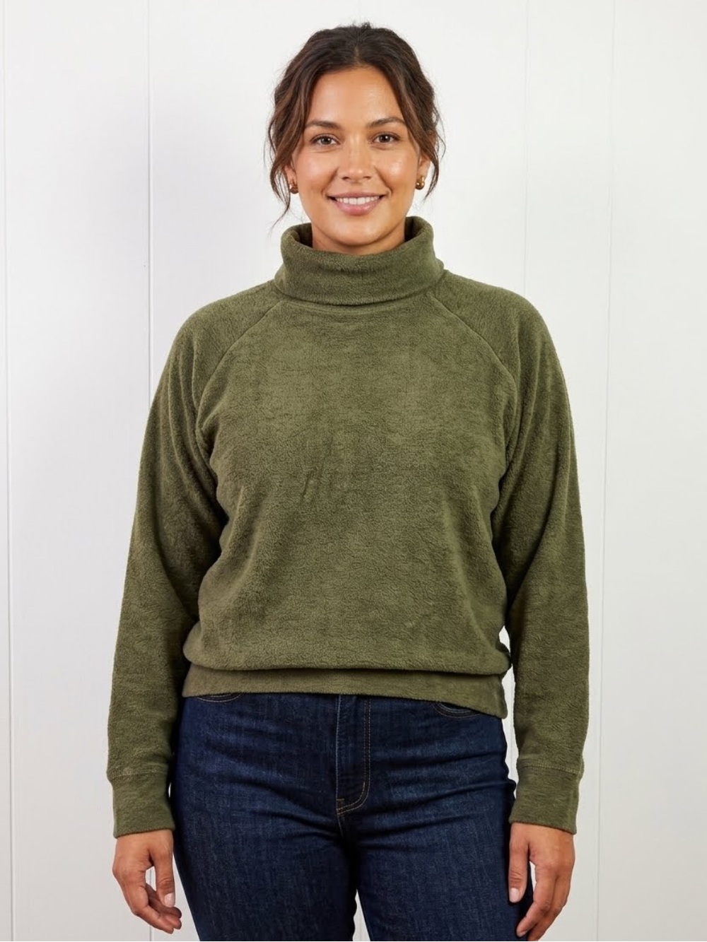 Jungmaven Sherpa Maui turtleneck green size SM unisex hemp cotton made in USA